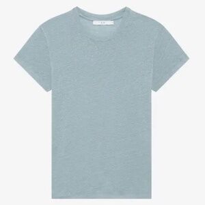 $155 IRO PARIS  Third Round-Neck Blue Teal Linen T-Shirt Large New with Tags